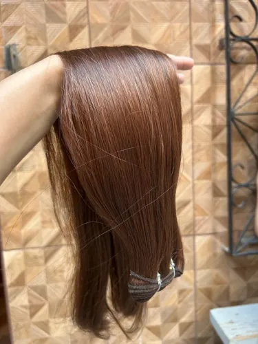 Cabelo humanizado na tela 70cm 150g Marrom Castanho claro Bio humano / Fibra Russa