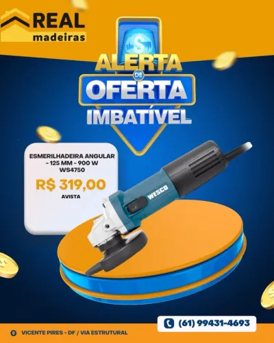 Esmerilhadeira Angular 125mm 900W WESCO WS4750