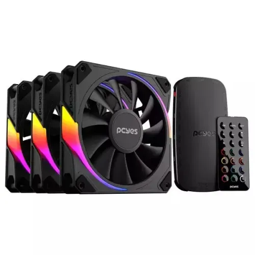 Kit 3 Cooler Fan 120mm Pcyes Sangue Frio 3 Black Vulcan Led Argb - WZetta