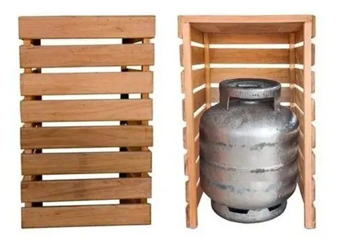 Armário de madeira para botijão de gás