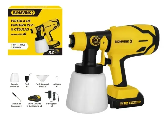 Pistola Elétrica De Pintura Pulverizadora Bomvink 180w 800ml