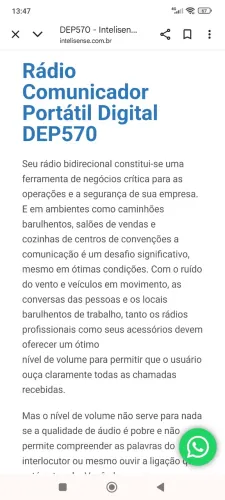 Rádio Comunicador Portátil Digital DEP570