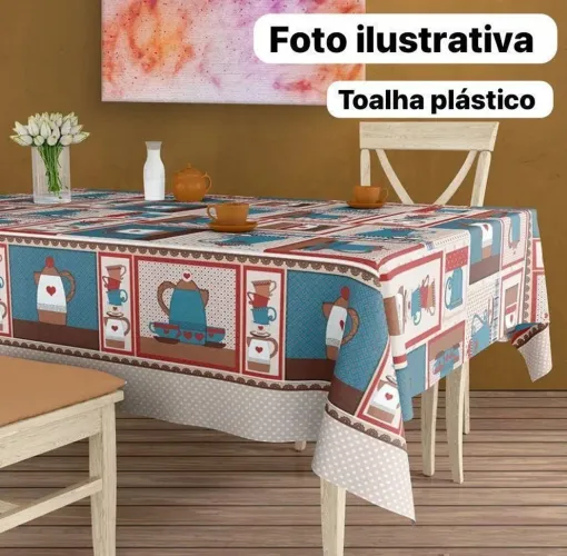 Toalha de plástico decorativa para mesa 6 cadeiras