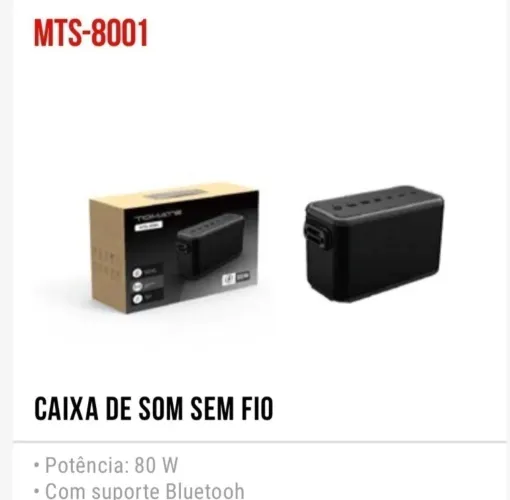 Caixa de som tomate 80 watts RMS Premium bluetooth 5.0 sem fio tws