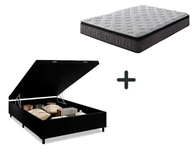  Conjunto: Box Baú Casal + Colchão Casal Cripton