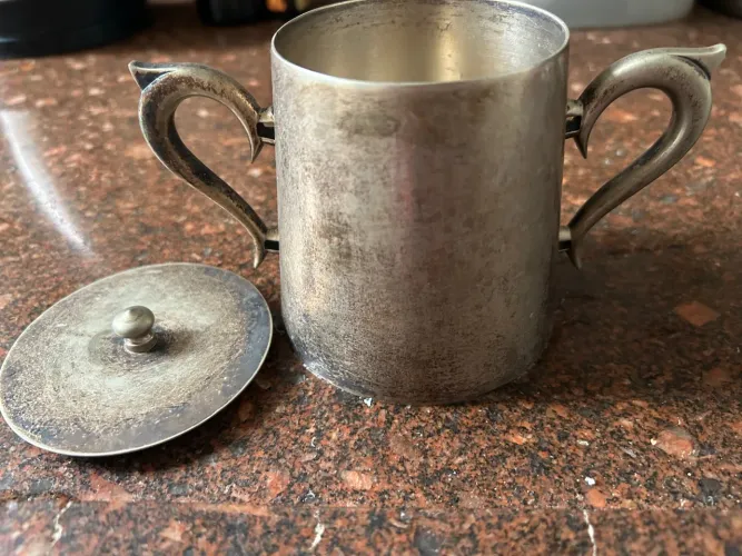 Açucareiro Antigo de Prata com Tampa - Uso pelo Barão de Studart