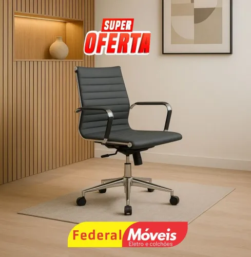 Cadeira Giratória Diretor para Escritório Cromada - Perfeita para home office ou empresa!