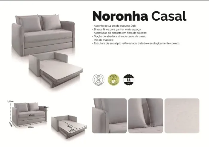 Sofá Cama Noronha 1,55m Linho Produto Novo Pronta Entrega!