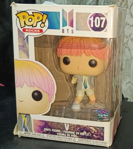 Boneco Funko Pop Rocks Bts V 107 Raríssimo Para Colecionador