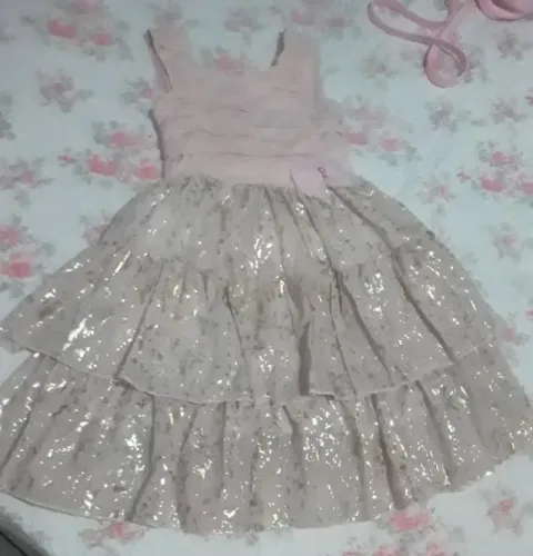 Vestido Infantil Rosé, da Pink Bear - Tamanho 4 anos - Seminovo