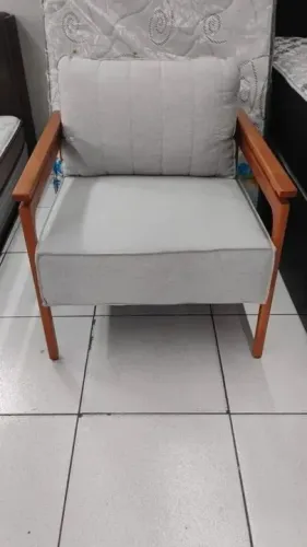 Poltrona Para Recepção Linho Cinza