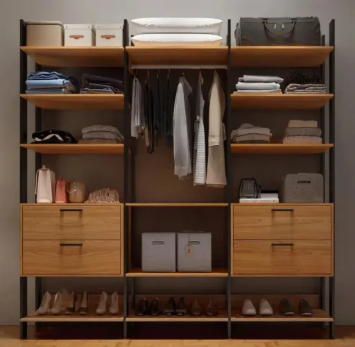 Closet 4 gavetas, 12 prateleiras 100% MDF TW404 Freijó/Preto Fosco Dalla Costa - Semi-novo