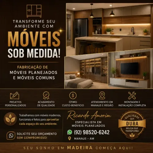 FABRICAÇÃO DE MÓVEIS PLANEJADOS, MONTAGEM E PROJETOS