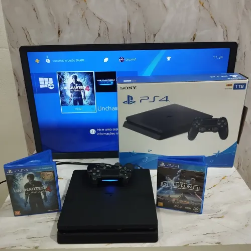 CONSOLE PS4 EM EXCELENTE ESTADO 1TB 2 Controles 