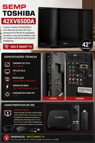 Semp Toshiba é uma televisão de tela LCD com resolução Full HD de 42 com Chromecast