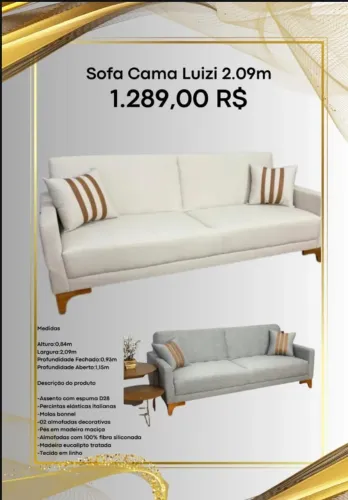 Sofá cama Luizi 2,09m(Pague na entrega)