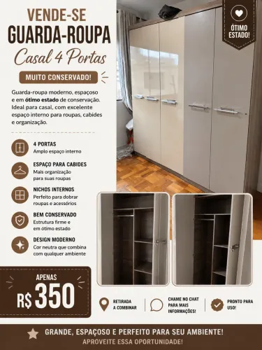 Guarda-Roupa 4 Portas - Lindo e Espaçoso