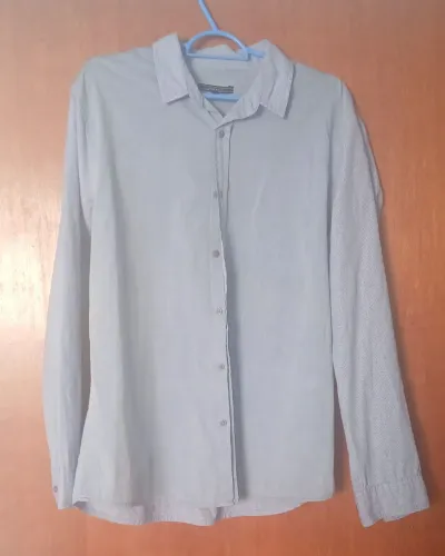Camisa Social Azul De Manga Longa