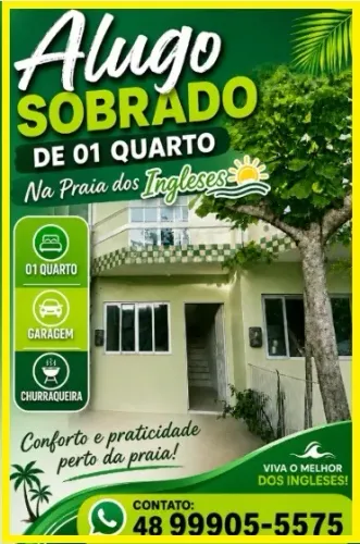 ALUGUEL ANUAL SOBRADO 1 QUARTO PRAIA DOS INGLESES FLORIANÓPOLIS DIRETO PROPRIETÁRIO