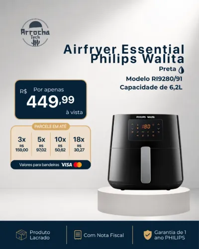 AirFryer Essential Philips Walita - 6,2 l - Lacrada - Com Nota Fiscal