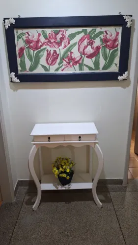 Aparador +  quadro madeira maciça  tela tecido de vidro  