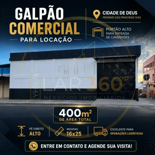 Galpão para aluguel tem 400 metros quadrados em Cidade de Deus - Manaus - AM