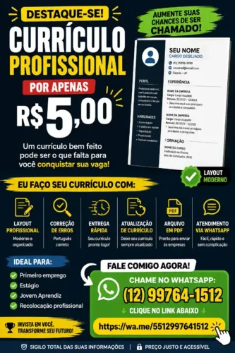 faço seu curriculo de forma profissional por apenas 5 reais