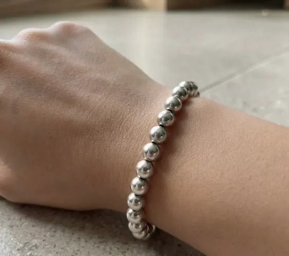 pulseira de prata 925 de bolas. 18cm