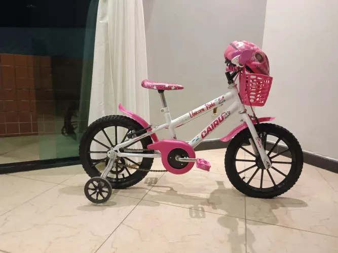 Bicicleta Infantil Cairu Unicórnio Aro 16 (Com Rodinhas e Cestinha) - Pouco Usada!