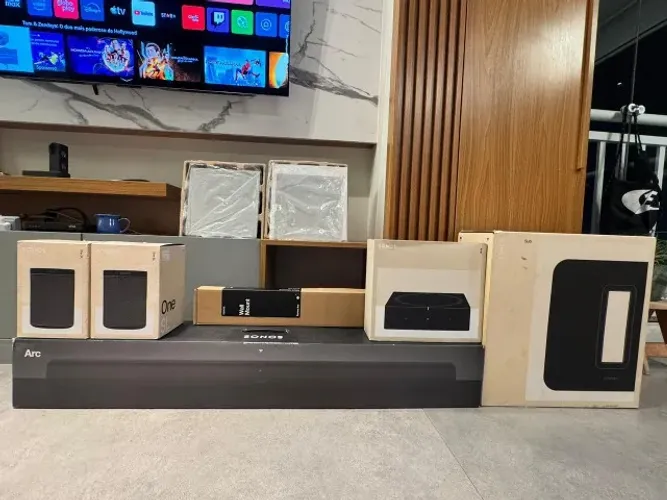 Sistema Sonos Completo Home Theater (Arc + Sub + Amp) SEM FIO - LACRADO