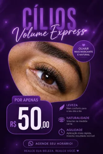 Cílios Volume Express, R$ 50,00