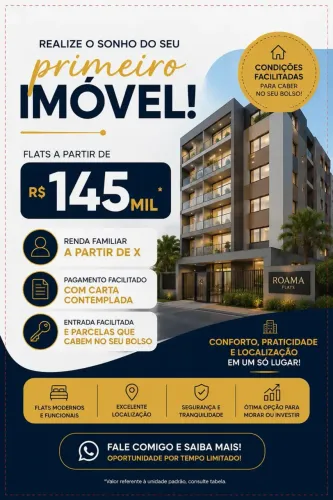 Flats em Hotéis a partir de R$ 145 Mil | Renda Mensal Alta Liquidez | Todas as Regiões de 
