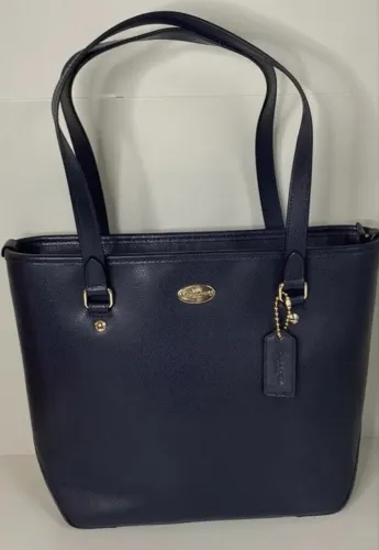 Bolsa tote COACH couro granulado com zíper