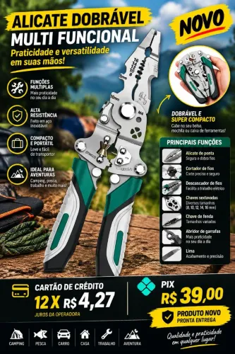Alicate 18 em 1 Multiplicação, Decapador, Crimpador, Descascador de Fios.