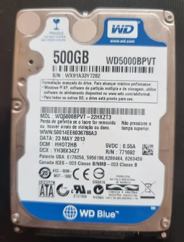 HD SATA 500 GB (WD Blue") WD5000BPVT - 22HXZT3