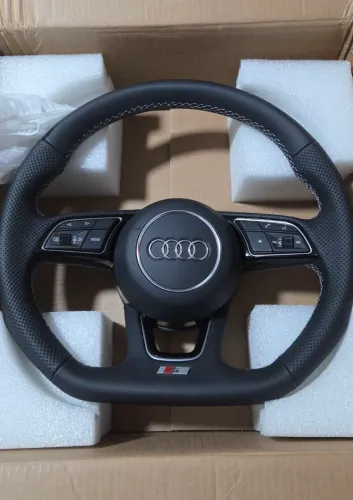 Volante Audi Sline, base reta, multifuncional, airbag, completo