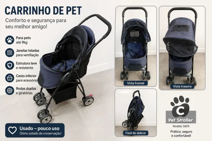 Carrinho para Pet C Pet Stroller S869 - até 9 kg