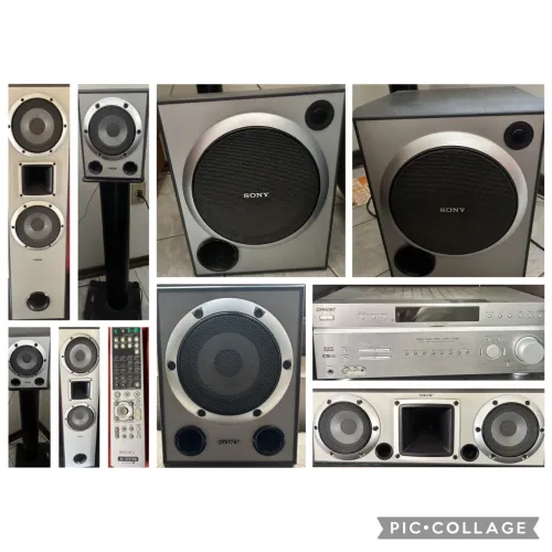 Conjunto de Caixas Acústicas e Receiver para Home Theater