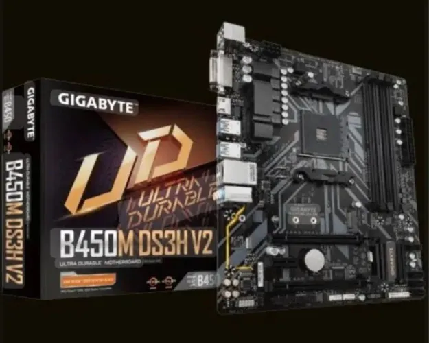 Placa mãe gigabyte b450m VS3H - 4 Slots de memória - PRONTA PRA USO