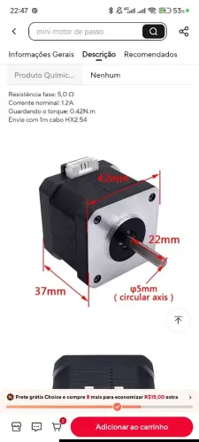 Motor Servo Nema 17 42 - impressão 3D