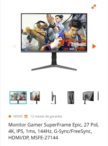 Monitor Gamer Superframe Epic 4K 144Hz