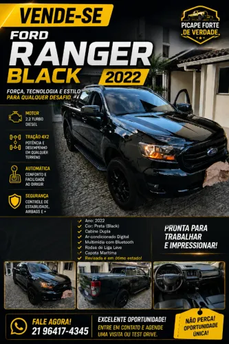 Ford Ranger Black 2.2 4X2 CD Diesel AUT 2022