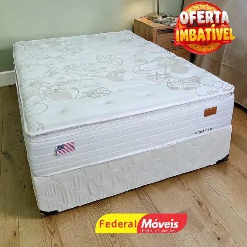 Cama Casal Box Colchão Plumatex c/ Pillow e Base Padrão - Solicite Catálogo 
