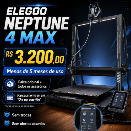 Impressora 3D Elegoo Neptune 4 Max - Grande Formato - Menos de 5 Meses de Uso