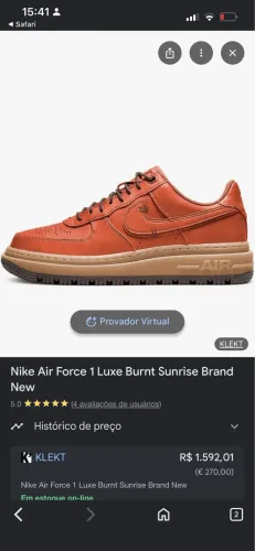 Nike Air force 1 luxe burnt sunrise 41