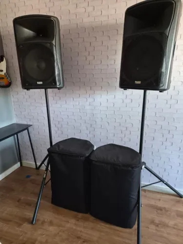 Par de caixas ativa MARK AUDIO modelo MKA1550A Com tripé e Bag