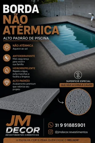 Borda de Piscina não Atérmica Antiderrapante Alto Padrão Cinza