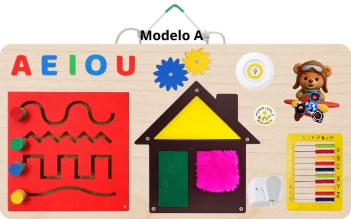 PAINEL DE ATIVIDADES SENSORIAIS MONTESSORI PORTÁTIL 80x40