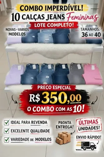 Combo com 10 Calças Jeans Femininas - Lote Para Revenda