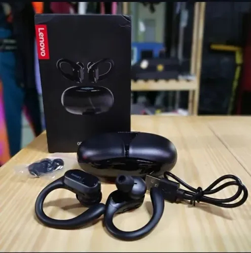 Fone De Ouvido Bluetooth Sem Fio Lenovo Cor Preto